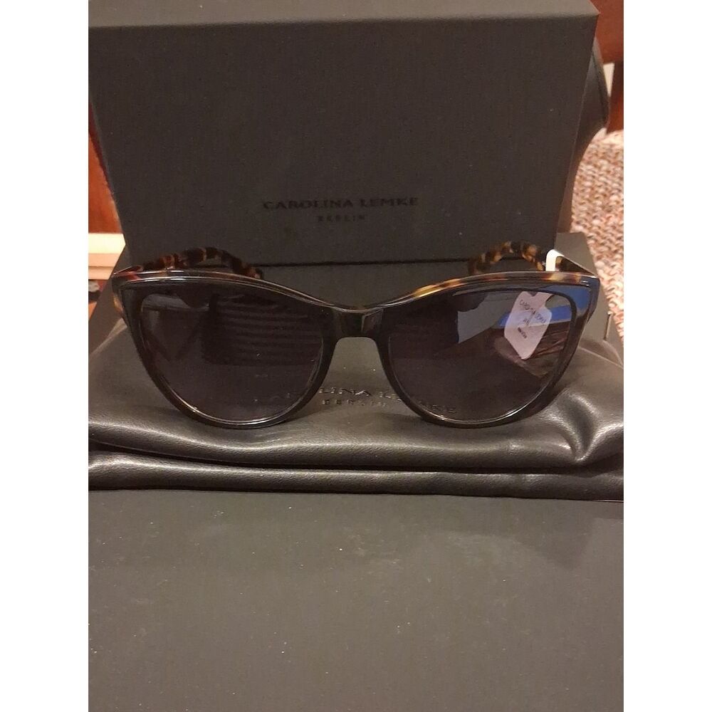 Carolina Lemke Lilo Cat Eye Sunglasses With Leather Case, Cloth, And Box New